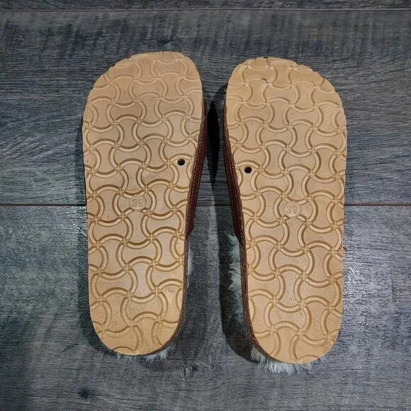 Slip On Sandles Dirty Laundry Women USA 7 Faux Fur Open Toe Buckle Brown - Picture 7 of 7